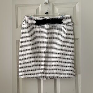 Women’s Loft Skirt Black & Cream Polka Dot Front Bow Side Zip Lined A-Line 6